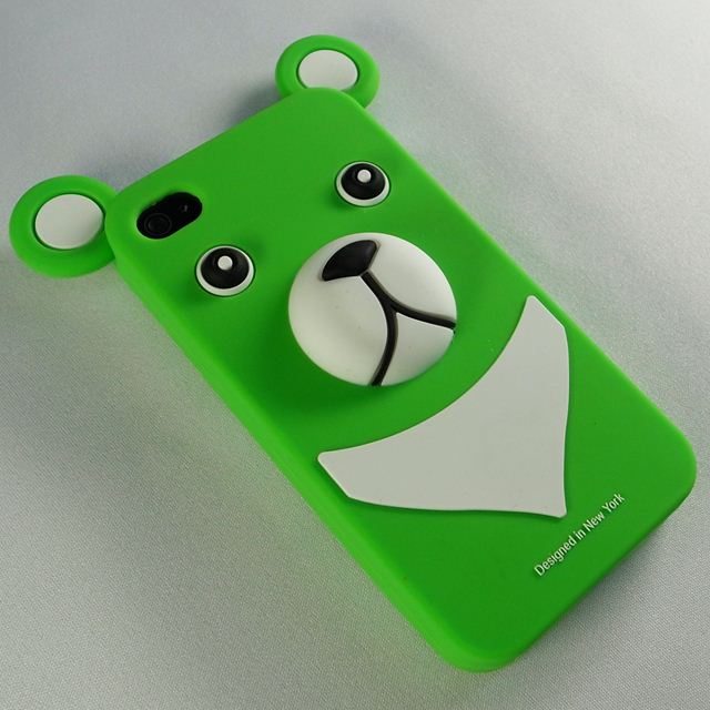 【iPhone4】iburg Full Protection Silicon Bear, Greenサブ画像