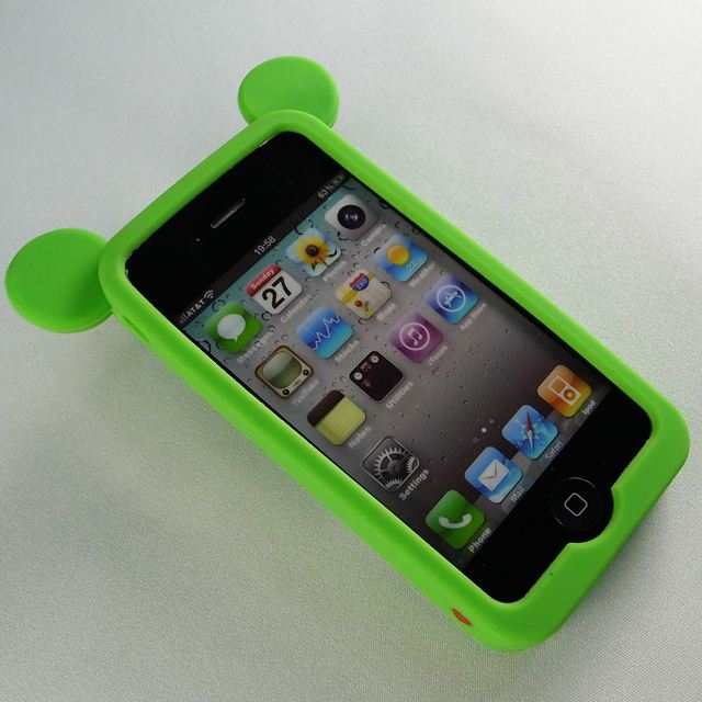 【iPhone4】iburg Full Protection Silicon Bear, Greenサブ画像