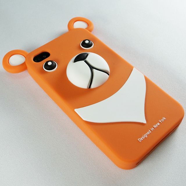 【iPhone4】iburg Full Protection Silicon Bear, Orangeサブ画像