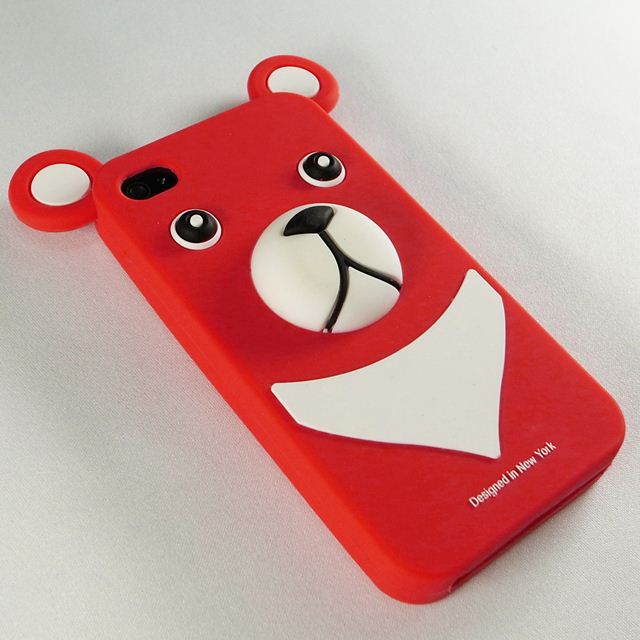 【iPhone4】iburg Full Protection Silicon Bear, Redサブ画像