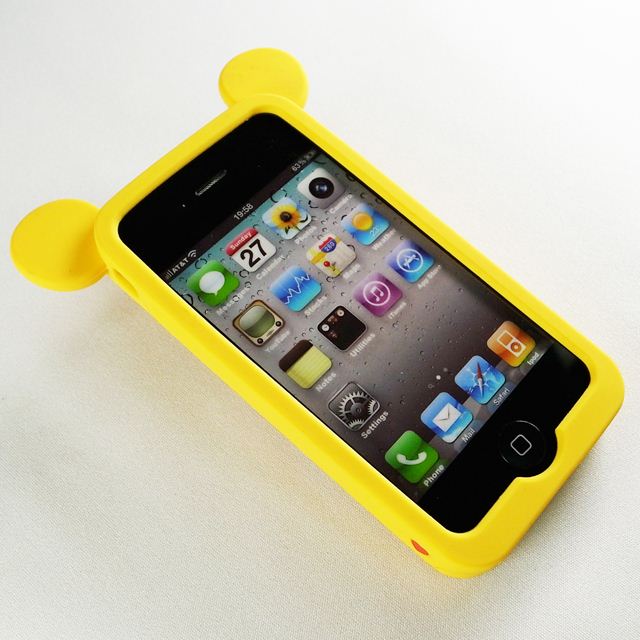 【iPhone4】iburg Full Protection Silicon Bear, Yellowサブ画像