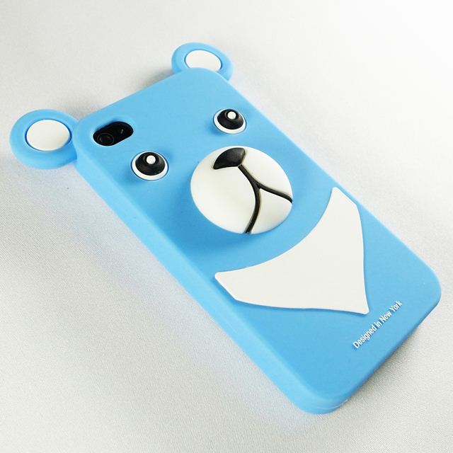 【iPhone4】iburg Full Protection Silicon Bear, Water Blueサブ画像