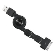 トリプル巻取式多機能USBケーブル ブラック