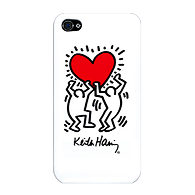 【iPhone4S/4】キースへリングiPhone4カバー”ピープル＆ハート”(White)