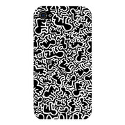 【iPhone4S/4】キースへリングiPhone4カバー”パズル オブ ピープル”(Black)