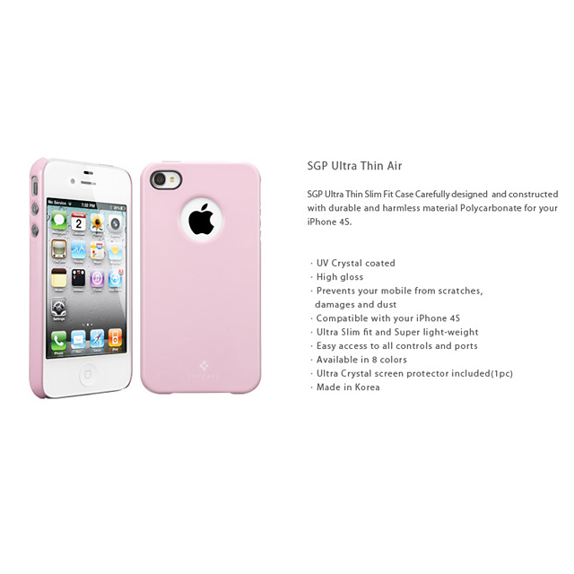 【iPhone4S/4 ケース】SGP Case Ultra Thin Air Pastel Series [Sherbet Pink]サブ画像
