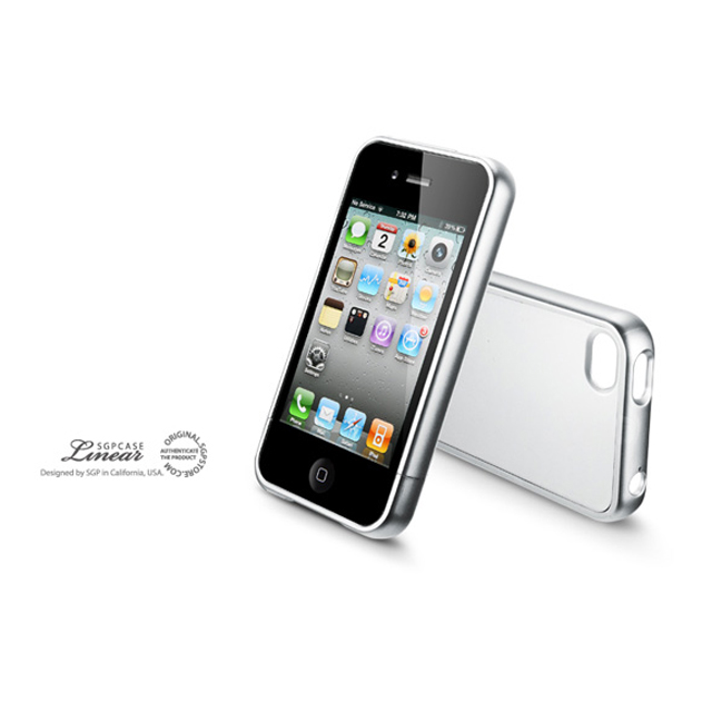 【iPhone4S/4 ケース】SGP Case Linear Color Series [Satin Silver]サブ画像