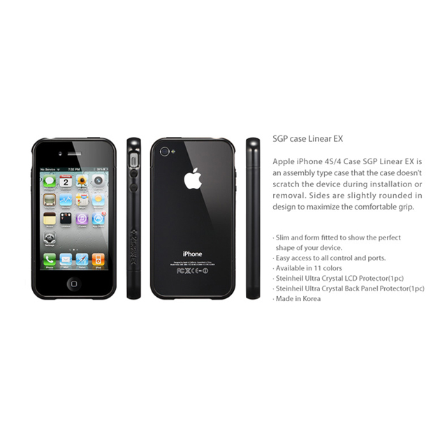 【iPhone4S/4 ケース】SGP Case Linear EX Color Series [Soul Black]サブ画像