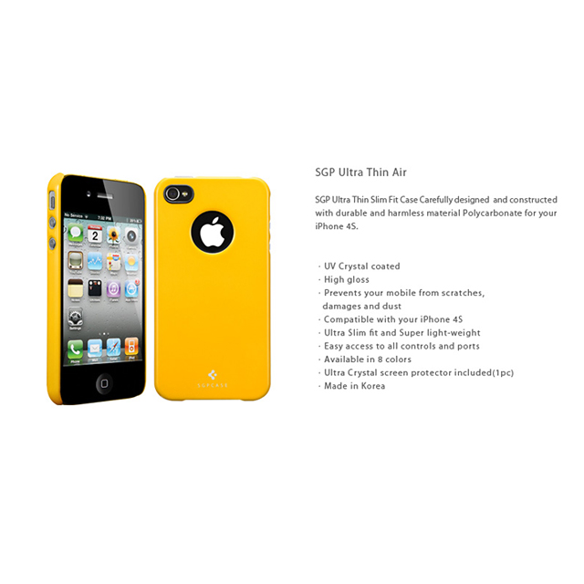 【iPhone4S/4 ケース】SGP Case Ultra Thin Air Pastel Series [Reventon Yellow]サブ画像