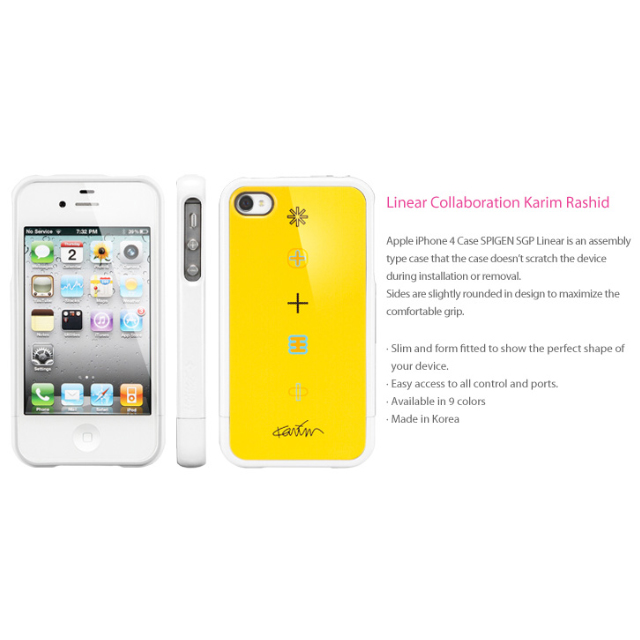 【iPhone4S/4 ケース】SGP iPhone 4S/4 Case Linear collaboration ”Karim Rashid” Series Harmony Yellowサブ画像