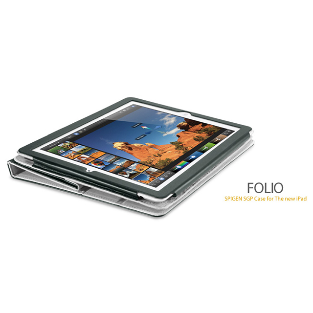 【iPad(第3世代) iPad2 ケース】SPIGEN SGP Leather Case Folio Black (Synthetic Leather) for The new iPadサブ画像