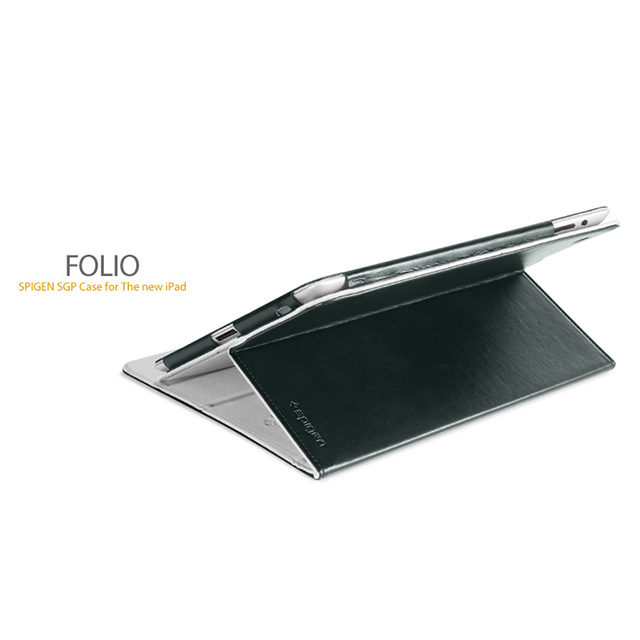 【iPad(第3世代) iPad2 ケース】SPIGEN SGP Leather Case Folio Black (Synthetic Leather) for The new iPadサブ画像