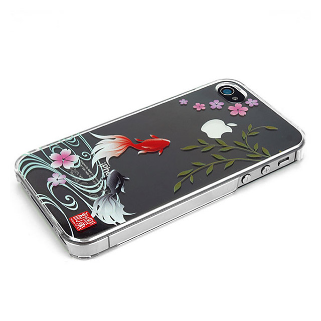 【iPhone ケース】和彩美「ふるる」：iPhone4S/4用堅装飾カバー透し(散桜に金魚)サブ画像