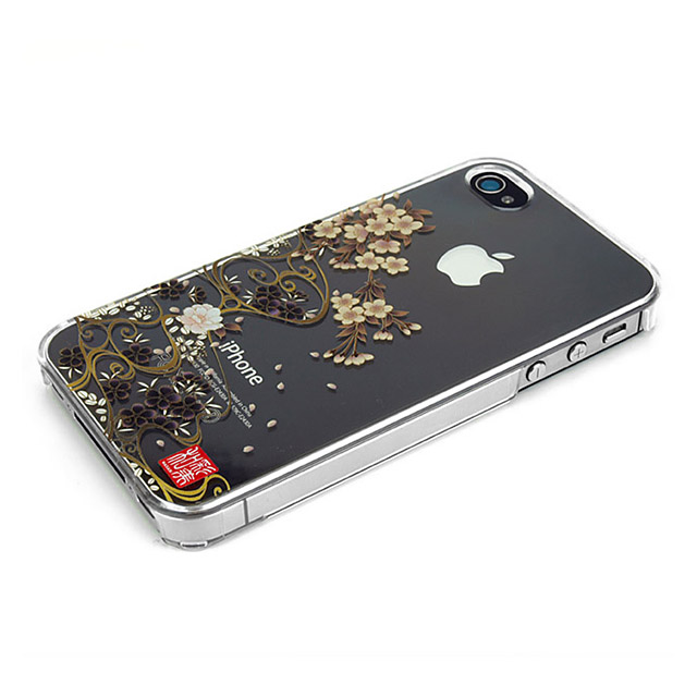 【iPhone ケース】和彩美「ふるる」：iPhone4S/4用堅装飾カバー透し(夜桜に流水)サブ画像