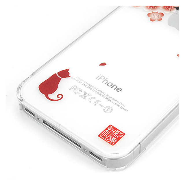 【iPhone ケース】和彩美「ふるる」：iPhone4S/4用堅装飾カバー透し(梅と影猫)サブ画像