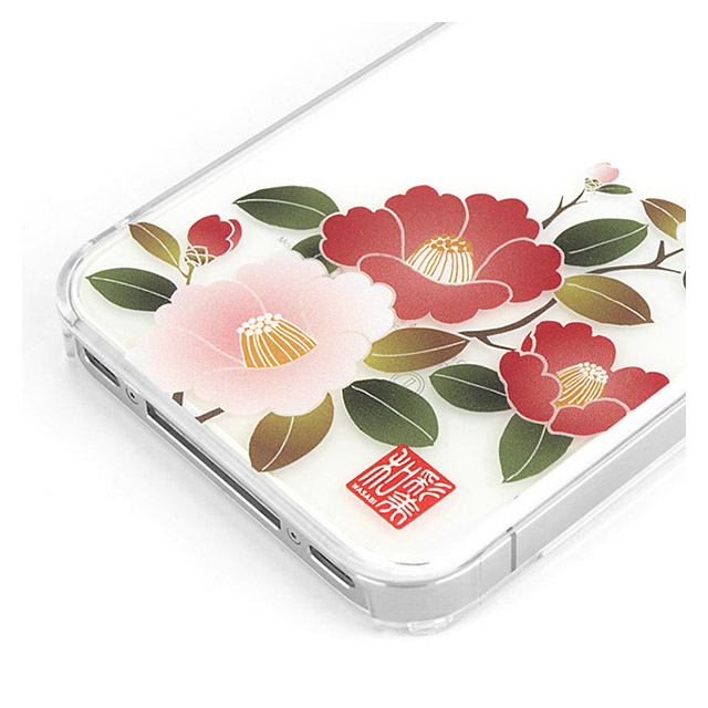 【iPhone ケース】和彩美「ふるる」：iPhone4S/4用堅装飾カバー透し(朱椿<雪>)サブ画像