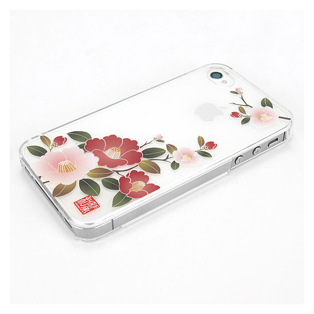 【iPhone ケース】和彩美「ふるる」：iPhone4S/4用堅装飾カバー透し(朱椿<雪>)