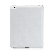 【iPad(第3世代/第4世代) iPad2 ケース】LeatherLook with Front cover for iPad (第3世代)/iPad 2 ホワイト