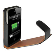 【iPhone ケース】+M Battery iPhone4/4S FMトランスミッター付き バッテリー搭載レザーケース (ブラック)