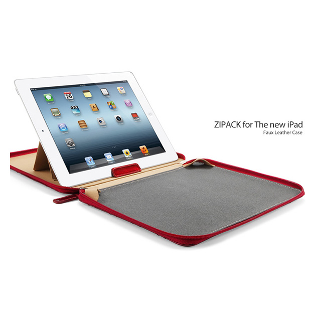【iPad ケース】SPIGEN SGP The new iPad (第3世代/第4世代)/iPad2 レザーケース ジパック [エナメル・レッド]サブ画像