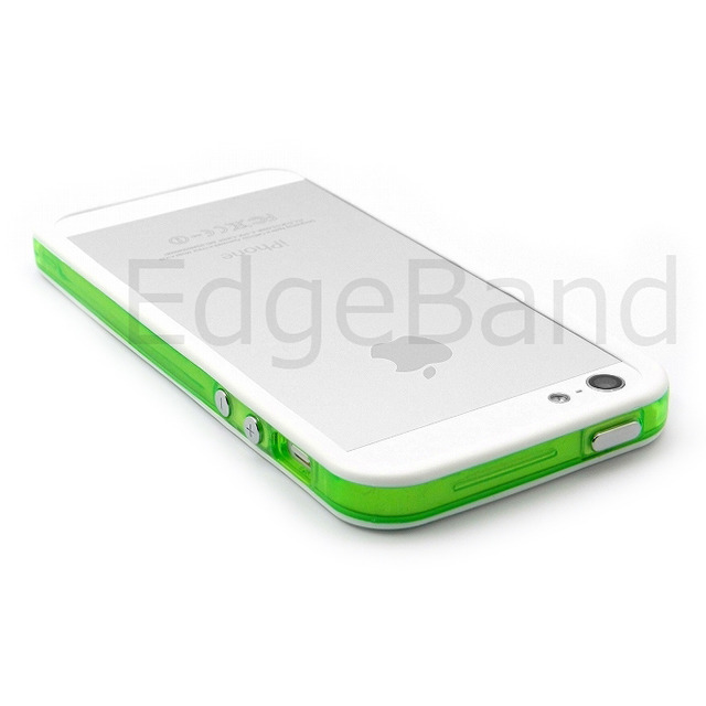 【iPhoneSE(第1世代)/5s/5 ケース】ハイブリッドバンパー Edge Band (ClearGreen*WhiteRim)