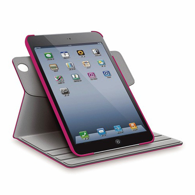 【iPad mini3/2/1 ケース】360度スイベルケース(ピンク)