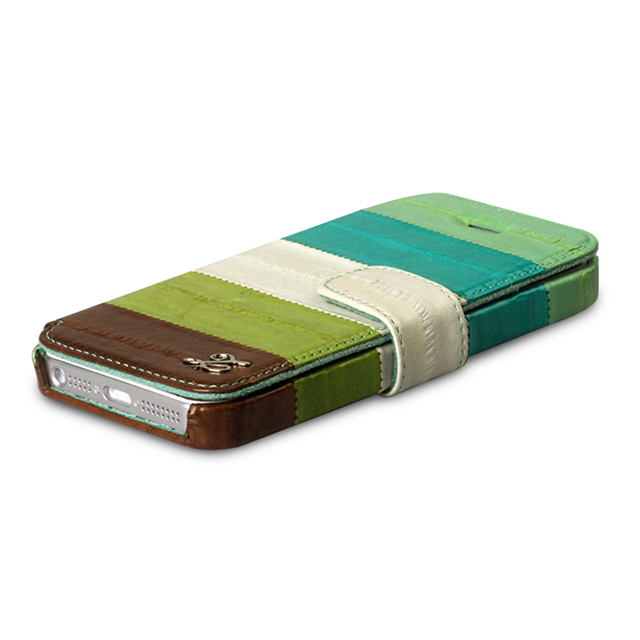 【iPhoneSE(第1世代)/5s/5 ケース】Prestige Eel Leather Diary (Multi Green)サブ画像