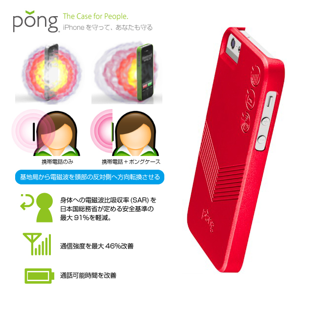【iPhone5 ケース】ポングiPhone5用電磁波対策ケース クラシックシリーズ(レッド)サブ画像
