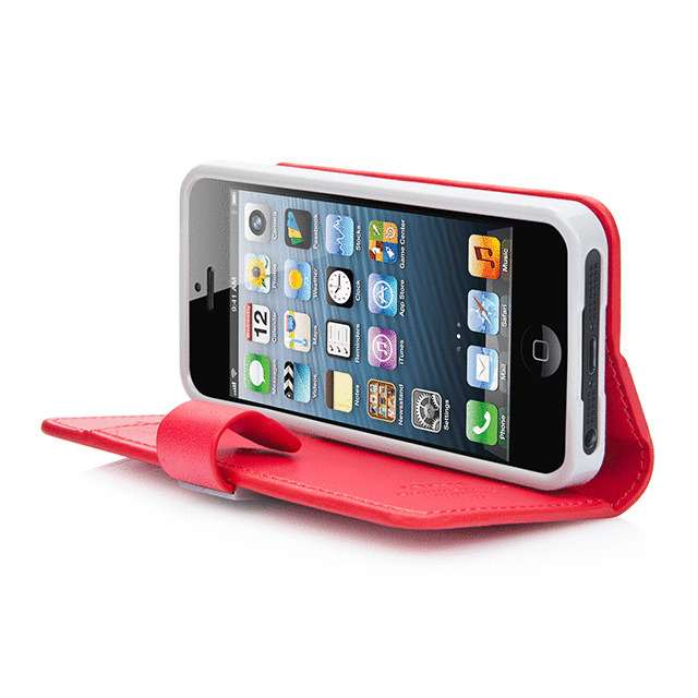 【iPhoneSE(第1世代)/5s/5 ケース】Folder Case Sider Polka Red/Greyサブ画像
