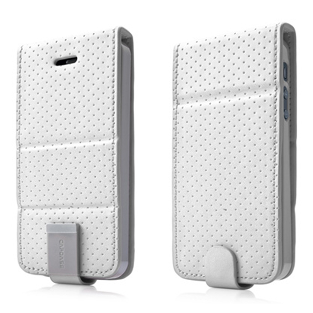 【iPhoneSE(第1世代)/5s/5 ケース】Folder Case Upper Polka White/Greyサブ画像