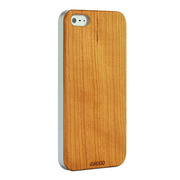 【iPhone5s/5 ケース】木材とプラスチックの融合型ケース『ハイブリッドウッドケース』(チェリーウッド×シルバー)