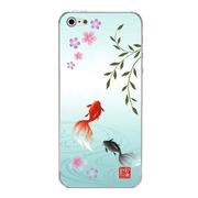 【iPhone5 ケース】和彩美「ふるる」：iPhone5用彩装飾シート(散桜に金魚)