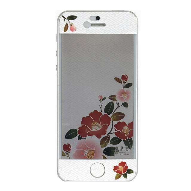 【iPhone5 ケース】和彩美「ふるる」：iPhone5用彩装飾シート(朱椿<雪>)サブ画像