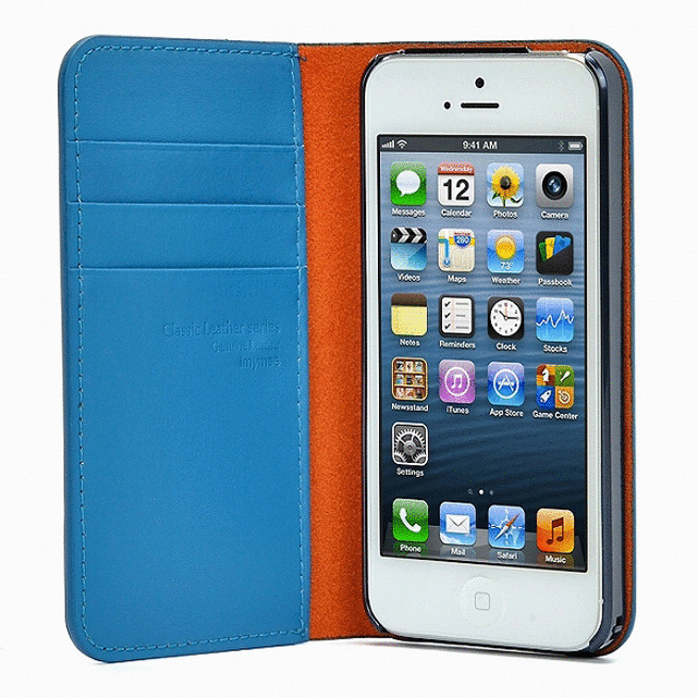 【iPhone5s/5 ケース】高級牛革を使用した手帳型カバー『Classic Leather』(コーラルブルー)サブ画像