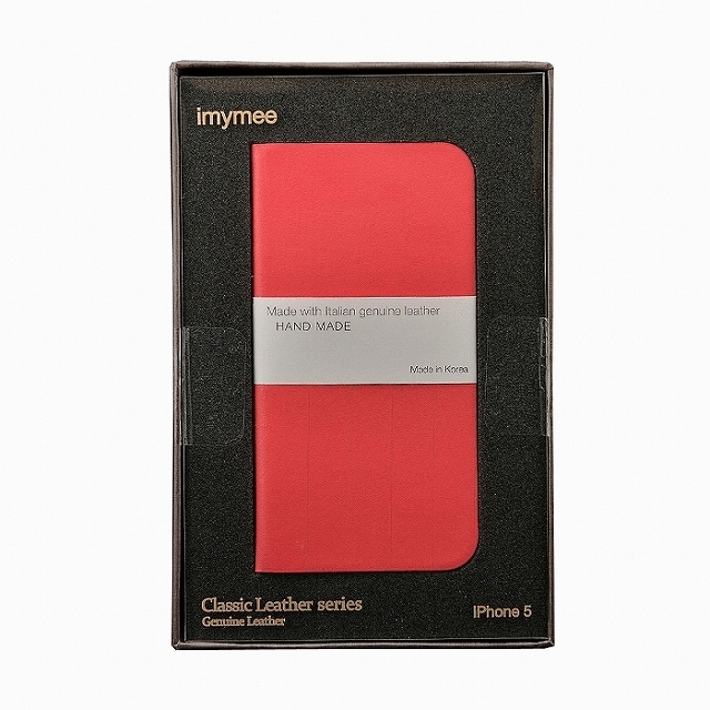 【iPhone5s/5 ケース】高級牛革を使用した手帳型カバー『Classic Leather』(ピンク)サブ画像