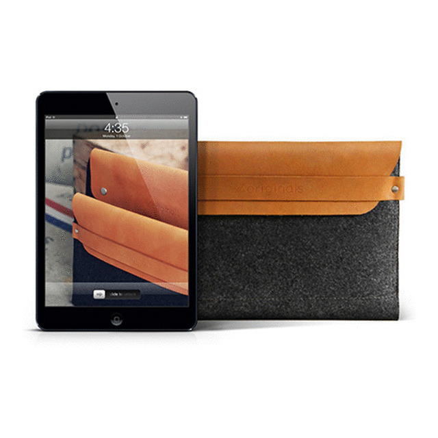 【iPad mini(第1世代) ケース】スリーブ ウールフェルト/本革 ダークグレー/ブラウン MJ-0218サブ画像
