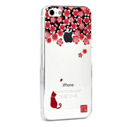 【iPhone5s/5 ケース】和彩美「ふるる」：堅装飾カバー透(梅と影猫)