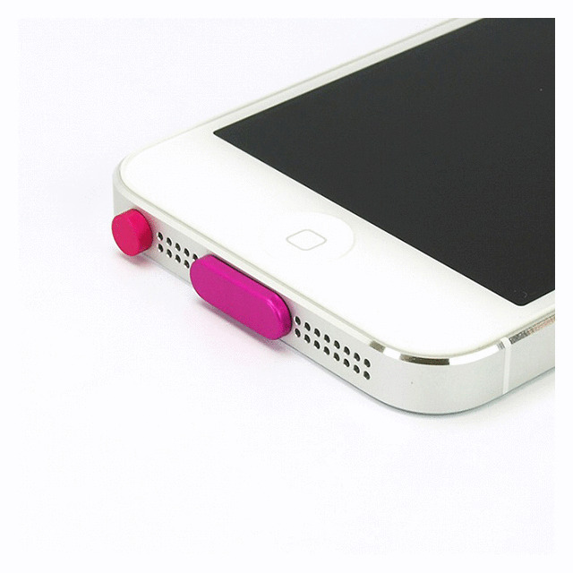 【iPhone5s/5c/5】アルミニウムポートキャップセット (ホットピンク)サブ画像
