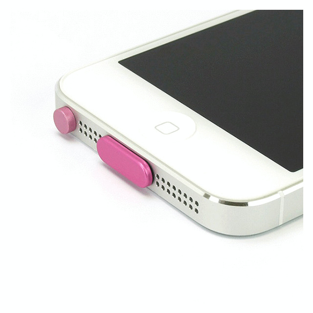 【iPhone5s/5c/5】アルミニウムポートキャップセット (ピンク)サブ画像
