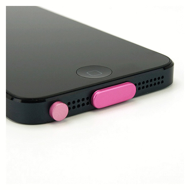 【iPhone5s/5c/5】アルミニウムポートキャップセット (ピンク)サブ画像
