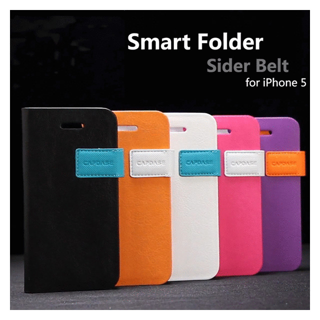 【iPhoneSE(第1世代)/5s/5 ケース】Smart Folder Case Sider Belt： Pink/Whiteサブ画像