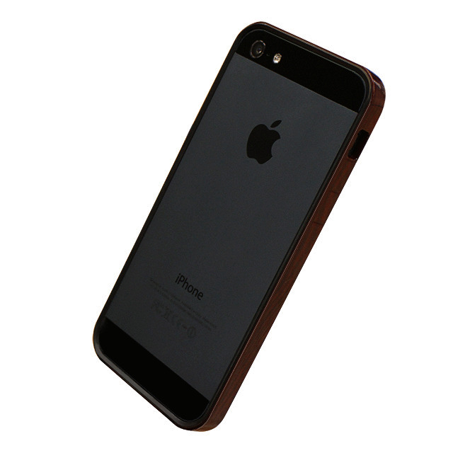 限定 Iphone5 ケース フラットバンパーセット For Iphone5 木目調 ブラック パワーサポート Iphoneケースは Unicase