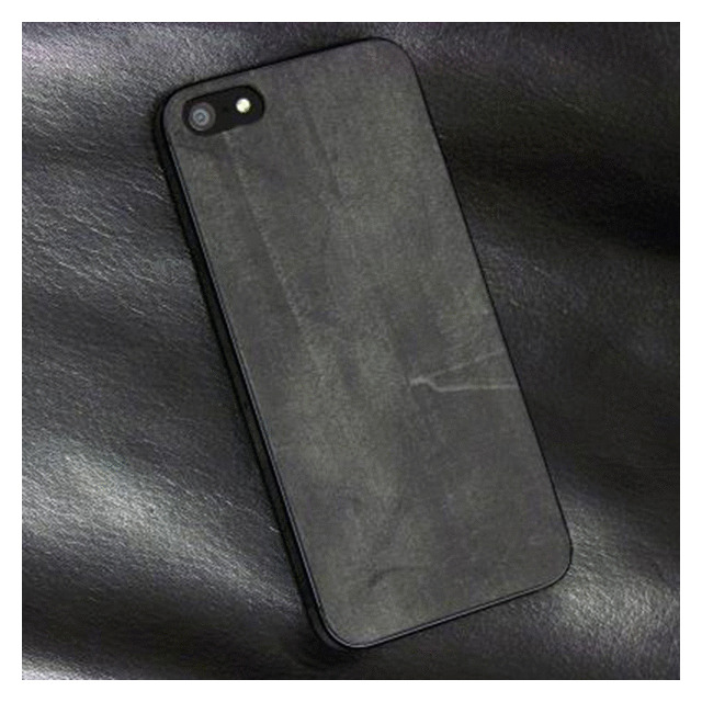 【iPhone5 スキンシール】i_exst 表面本革シール (ブライドルレザー ブラック)サブ画像