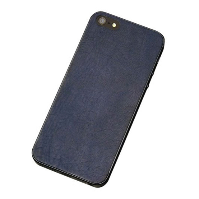 【iPhone5 スキンシール】i_exst 裏面ブライドルレザー本革シール (Japan Blue Leather)