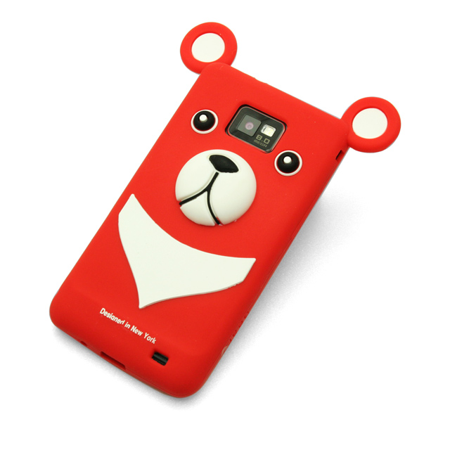 【GALAXY S2 ケース】Full Protection Silicon Bear, Redサブ画像