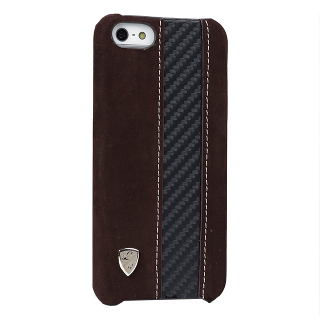 【iPhone5 ケース】Lamborghini Premium leather case (カーボン ブラウン)