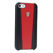 【iPhone5 ケース】Lamborghini Premium leather case (ブラック/レッド)