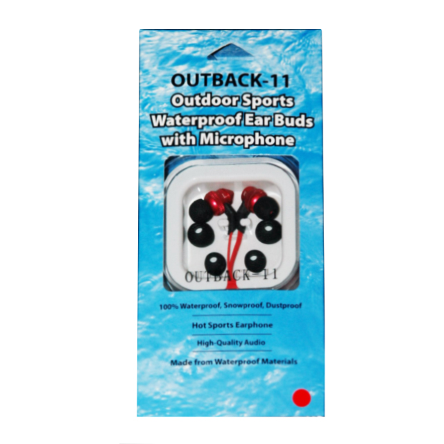 OUTBACK-11Waterproof Ear Buds with Microphone (Red)サブ画像