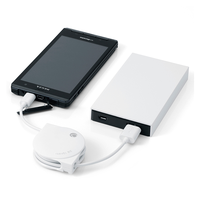 TRAVEL BIZ スマートフォン対応 Micro USB 急速充電＆データ転送巻き取り式USBケーブル(カフェブラック)サブ画像