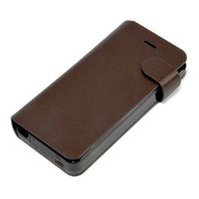 【iPhone5s/5 ケース】Leather Battery Case (ダークブラウン)